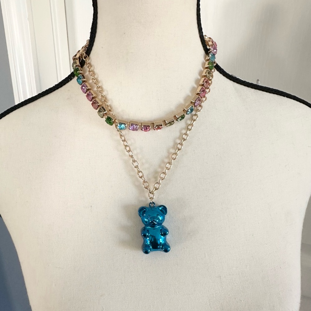 Betsey Johnson Gummy Bear Necklace Colored Rhinestones- NWT